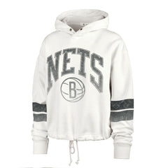 Brooklyn Nets '47 Women's Emerson Stripe Cropped Pullover Hoodie - Cream discount