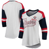 Minnesota Twins Touch Women's Base Runner 3/4-Sleeve V-Neck T-Shirt White/Red