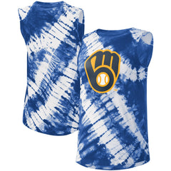 Milwaukee Brewers Touch Women's Money Ball Tie-Dye Tank Top Blue