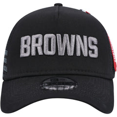 Cleveland Browns New Era x Alpha Industries A-Frame 9FORTY Trucker Snapback Hat - Black for sale