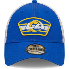 Los Angeles Rams New Era Logo Patch Trucker 9FORTY Snapback Hat - Royal/White cheap
