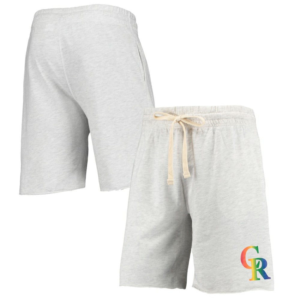 Colorado Rockies Concepts Sport Mainstream Logo Terry Tri-Blend Shorts Oatmeal