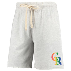 Colorado Rockies Concepts Sport Mainstream Logo Terry Tri-Blend Shorts Oatmeal