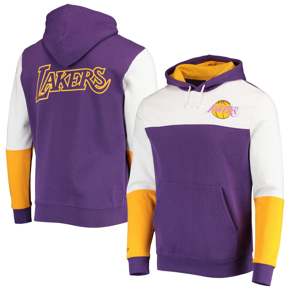 Los Angeles Lakers Hardwood Classics Fusion 2.0 Colorblock Pullover Hoodie - Purple for sale