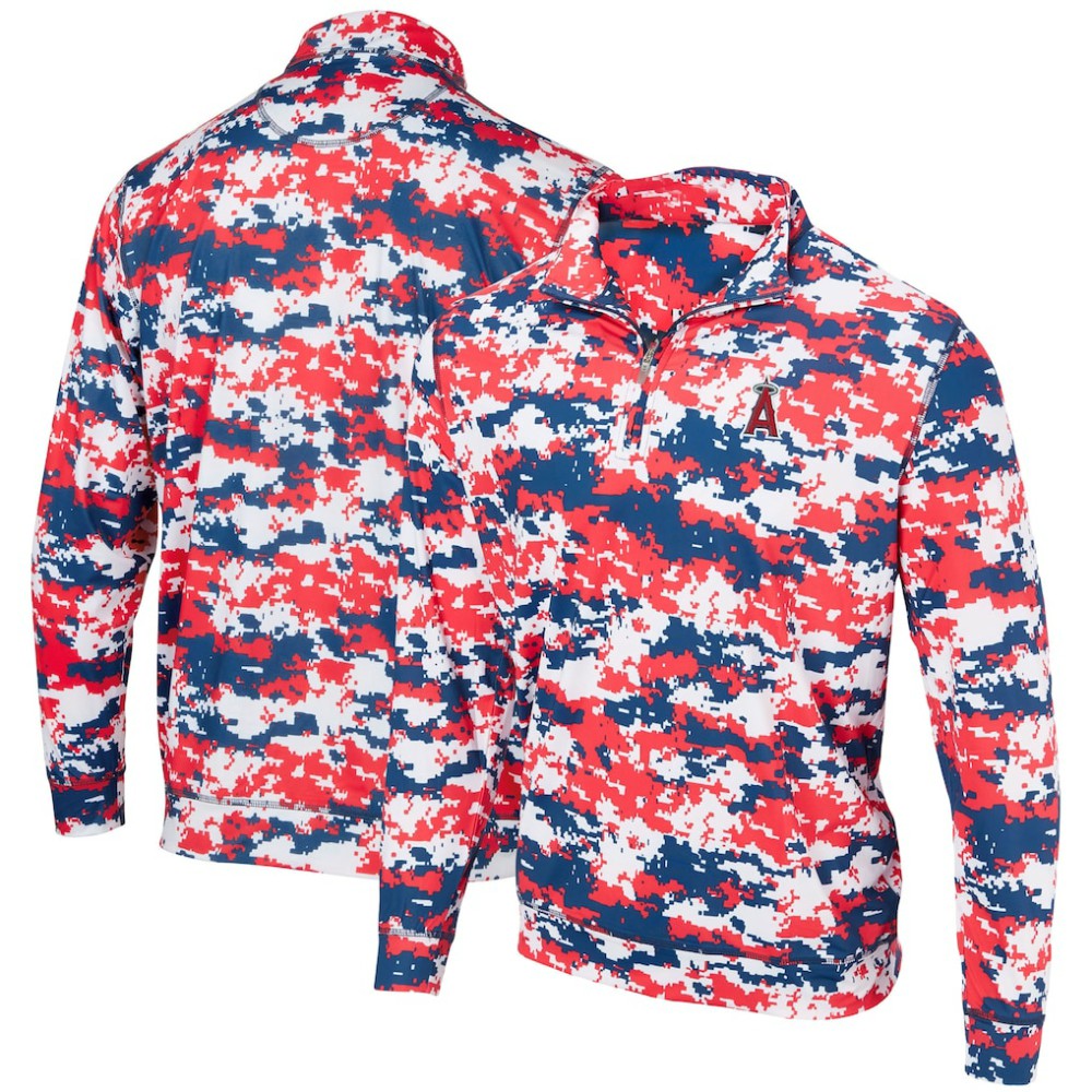 Los Angeles Angels Digital Camo Performance Quarter-Zip Pullover Jacket Red