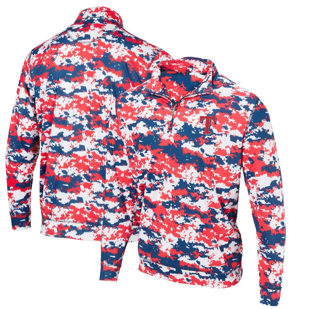 Texas Rangers Digital Camo Performance Quarter-Zip Pullover Jacket Red