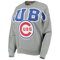 Chicago Cubs Women's Cooperstown Collection Logo Lightweight Pullover Sweatshirt Heathered Gray