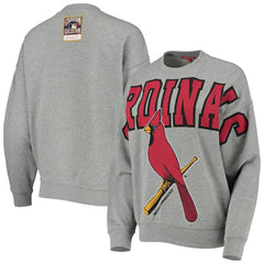 St. Louis Cardinals Women's Cooperstown Collection Logo Lightweight Pullover Sweatshirt Heathered Gray