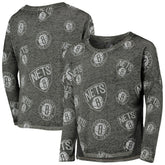 Brooklyn Nets Girls Youth Back in Action Long Sleeve T-Shirt - Heathered Black on sale