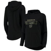Washington Nationals Levelwear Women's Vivid Scuba Neck Pullover Hoodie Black