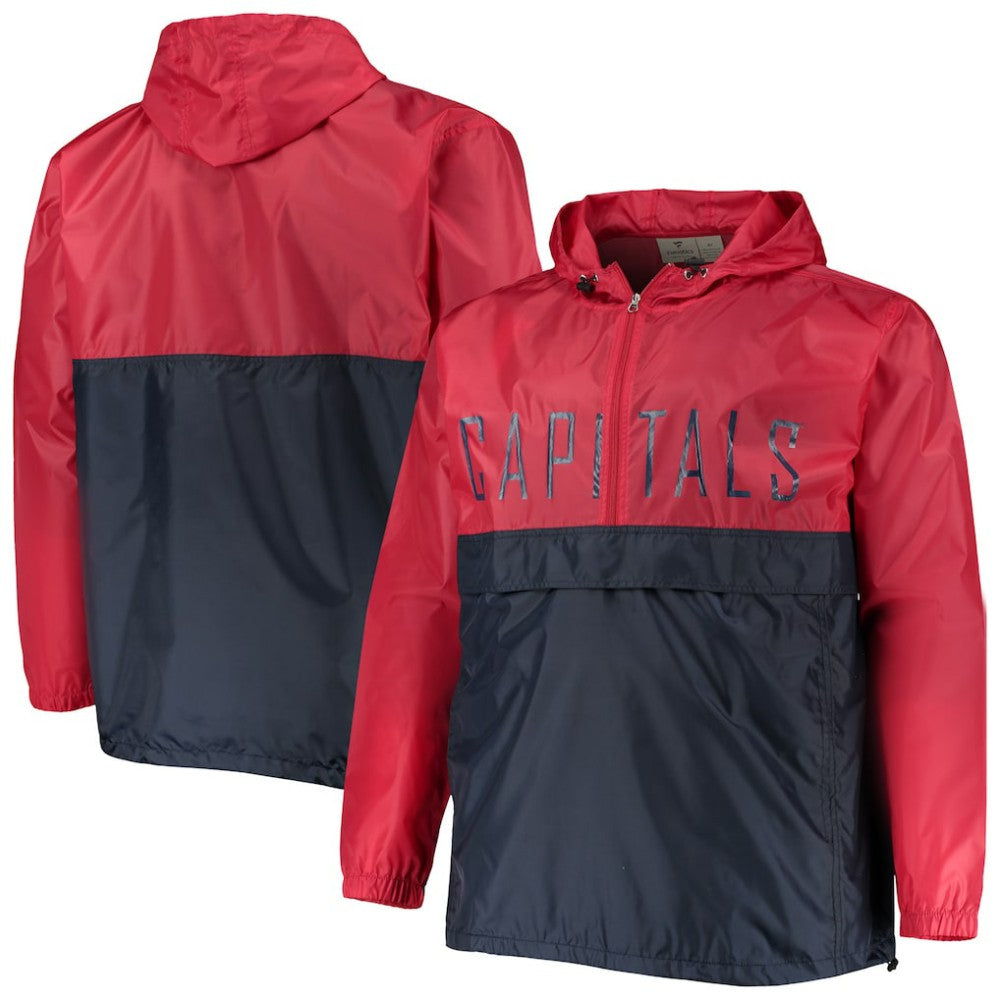 Washington Capitals Big & Tall Anorak Half-Zip Pullover Hoodie - Red Hoodies