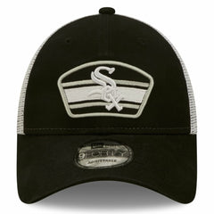 Chicago White Sox Logo Patch 9FORTY Trucker Snapback Hat Black/White