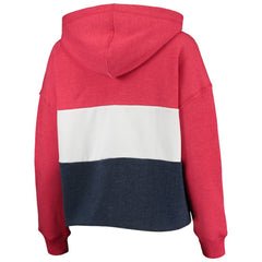 Washington Nationals Women's Lizzy Cropped Pullover Hoodie Heathered Red/Heathered Navy