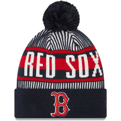Boston Red Sox Striped Cuffed Knit Hat with Pom Navy