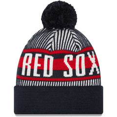 Boston Red Sox Striped Cuffed Knit Hat with Pom Navy