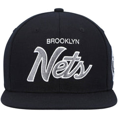 Brooklyn Nets Hardwood Classics Script 2.0 Snapback Hat - Black discount
