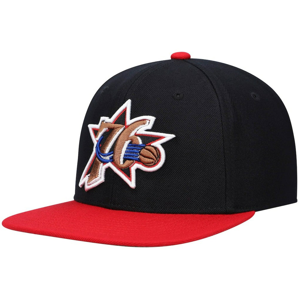 Philadelphia 76ers Hardwood Classics Team Two-Tone 2.0 Snapback Hat - Black/Red sale