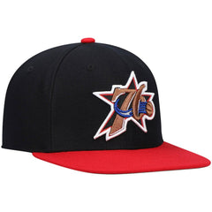 Philadelphia 76ers Hardwood Classics Team Two-Tone 2.0 Snapback Hat - Black/Red sale