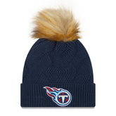 Tennessee Titans New Era Women's Snowy Cuffed Knit Hat with Pom - Navy online