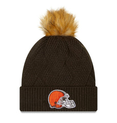 Cleveland Browns New Era Women's Snowy Cuffed Knit Hat with Pom - Brown online