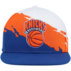New York Knicks Hardwood Classics Paintbrush Snapback Hat - White/Blue discount