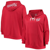 Washington Nationals Women's Plus Size Lace-Up V-Neck Pullover Hoodie Red