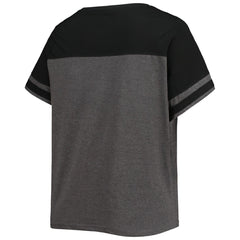 Miami Marlins Women's Plus Size Colorblock T-Shirt Heathered Charcoal/Black