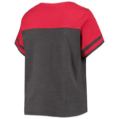 Washington Nationals Women's Plus Size Colorblock T-Shirt Heathered Charcoal/Red