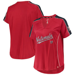 Washington Nationals Women's Plus Size Diva Notch Neck Raglan T-Shirt Red