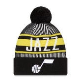 Utah Jazz Striped Cuffed Pom Knit Hat - Navy for sale