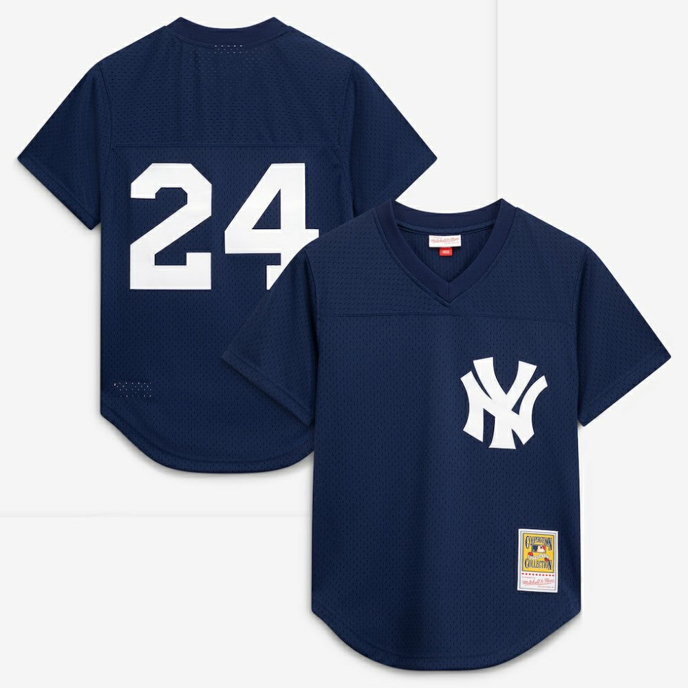 Rickey Henderson New York Yankees Cooperstown Collection Mesh Batting Practice Button-Up Jersey Navy