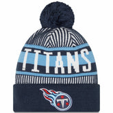 Tennessee Titans New Era Striped Cuffed Knit Hat with Pom - Navy cheap