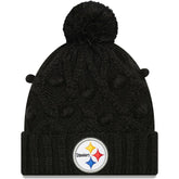 Pittsburgh Steelers New Era Girls Youth Toasty Cuffed Knit Hat with Pom - Black discount