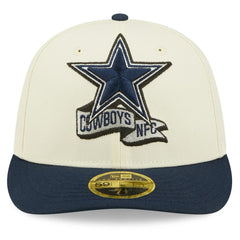 Dallas Cowboys New Era 2022 Sideline Low Profile 59FIFTY Fitted Hat - Cream/Navy for sale