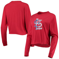 St. Louis Cardinals Women's Baby Jersey Cropped Long Sleeve T-Shirt Red