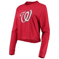 Washington Nationals Women's Baby Jersey Cropped Long Sleeve T-Shirt Red