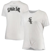 Chicago White Sox Women's Plus Size 2-Hit Front Knot T-Shirt White