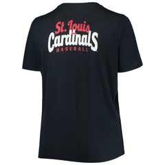 St. Louis Cardinals Women's Plus Size 2-Hit Front Knot T-Shirt Navy