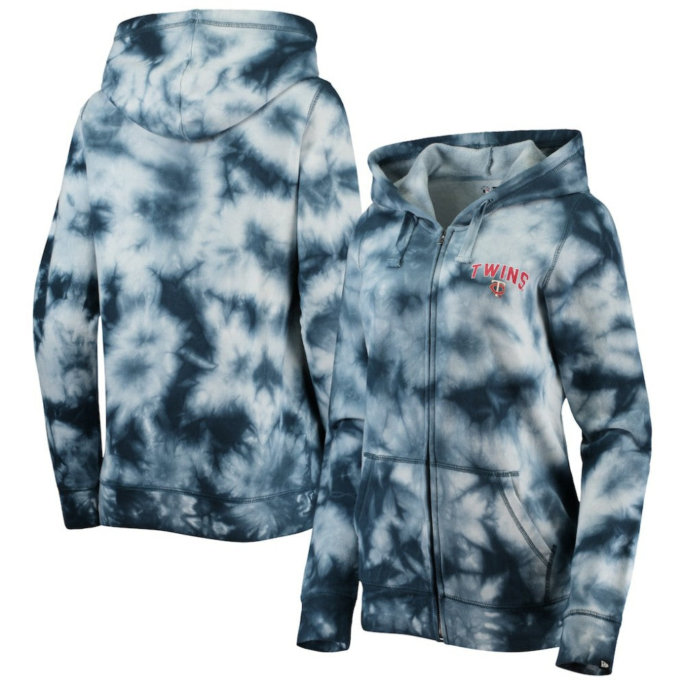 Minnesota Twins Women's Tie-Dye Full-Zip Hoodie Navy