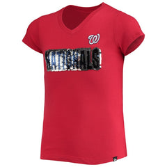 Washington Nationals Girls Youth Flip Sequin Team T-Shirt Red