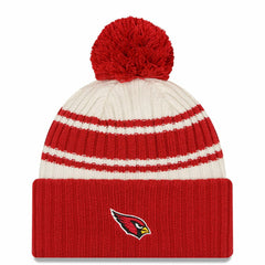 Arizona Cardinals New Era 2022 Sideline Sport Cuffed Pom Knit Hat - Cream/Cardinal outlet