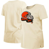 Cleveland Browns New Era Women's Chrome Sideline T-Shirt - Cream sale
