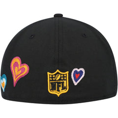 Pittsburgh Steelers New Era Chain Stitch Heart 59FIFTY Fitted Hat - Black on sale