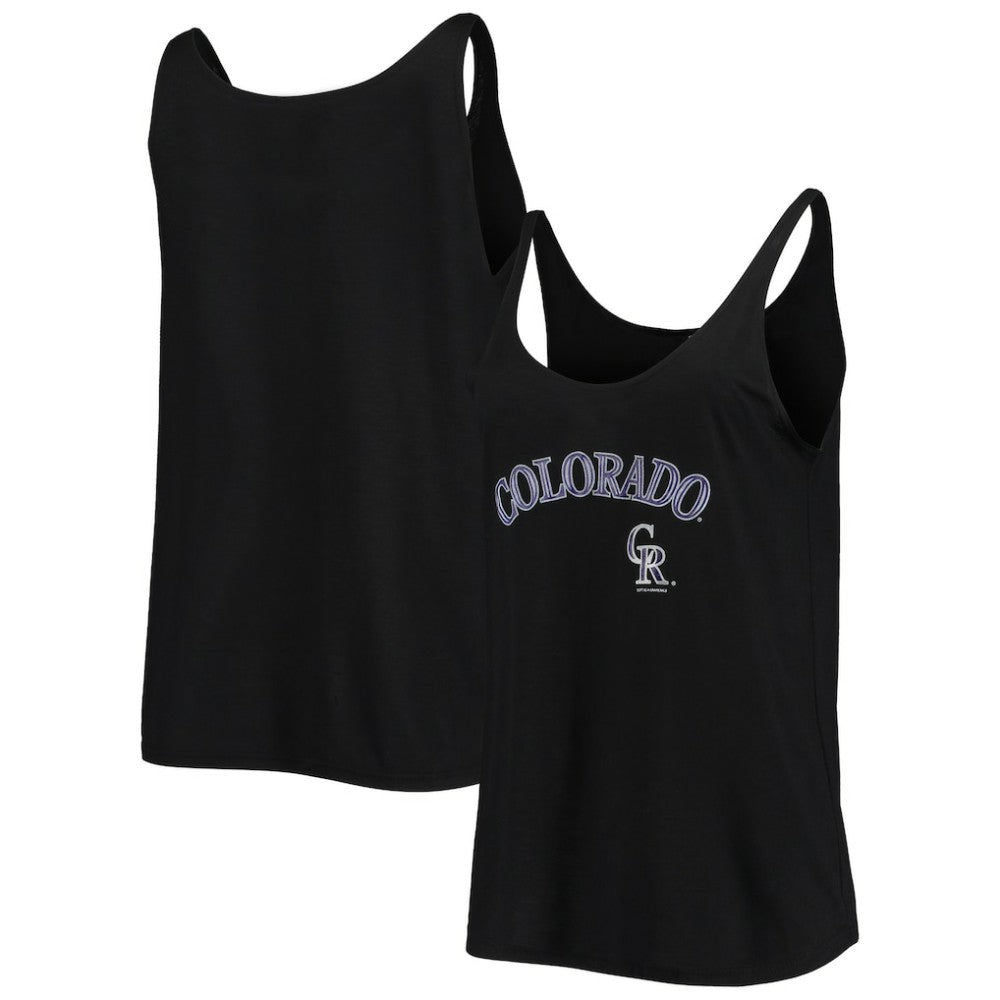 Colorado Rockies Soft as a Grape Women's Slouchy Tank Top Black