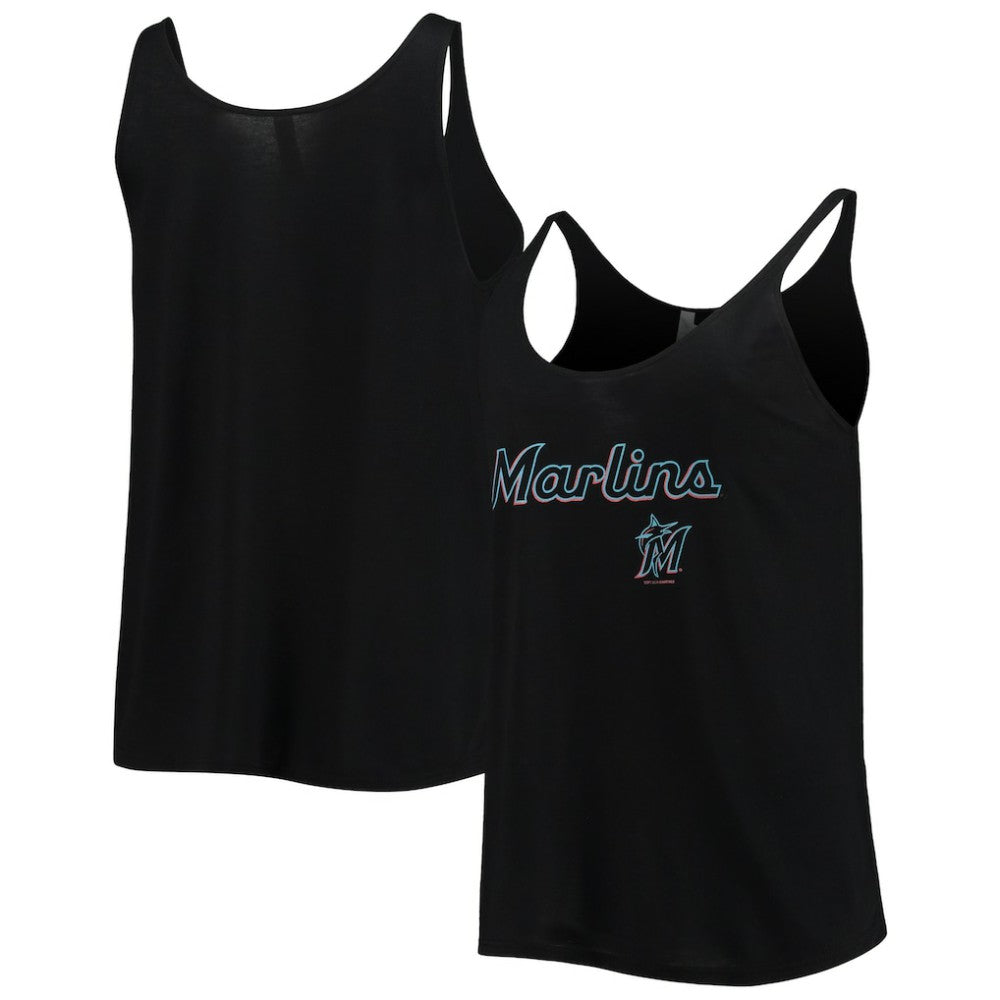 Miami Marlins Soft as a Grape Women's Slouchy Tank Top Black