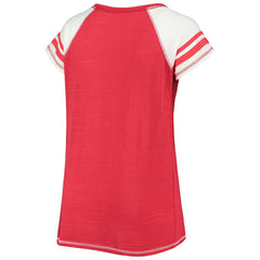 Washington Nationals Soft as a Grape Women's Curvy Color Block Tri-Blend Raglan V-Neck T-Shirt Red