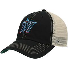 Miami Marlins Trawler Clean Up Trucker Snapback Hat Black