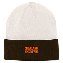 Cleveland Browns Youth Bone Cuffed Knit Hat - Cream/Brown cheap