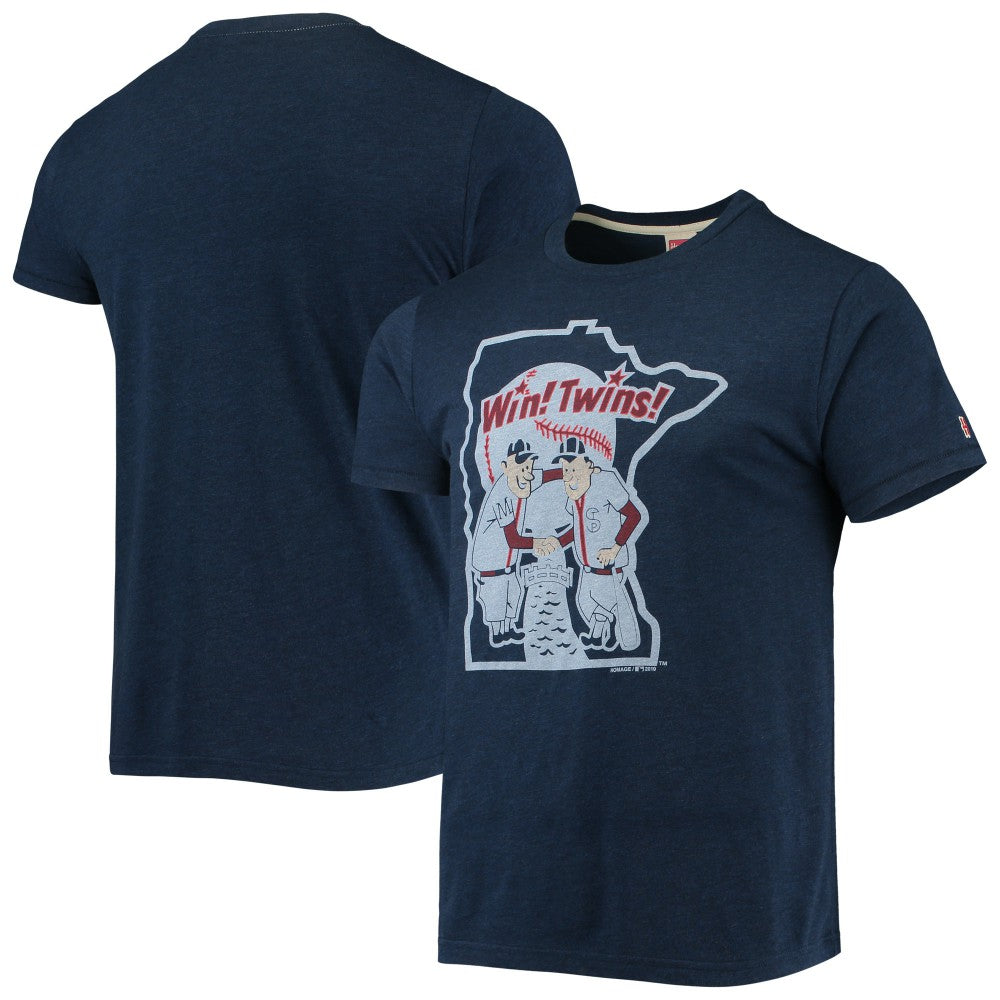 Minnesota Twins Homage Hand-Drawn Logo Tri-Blend T-Shirt Navy
