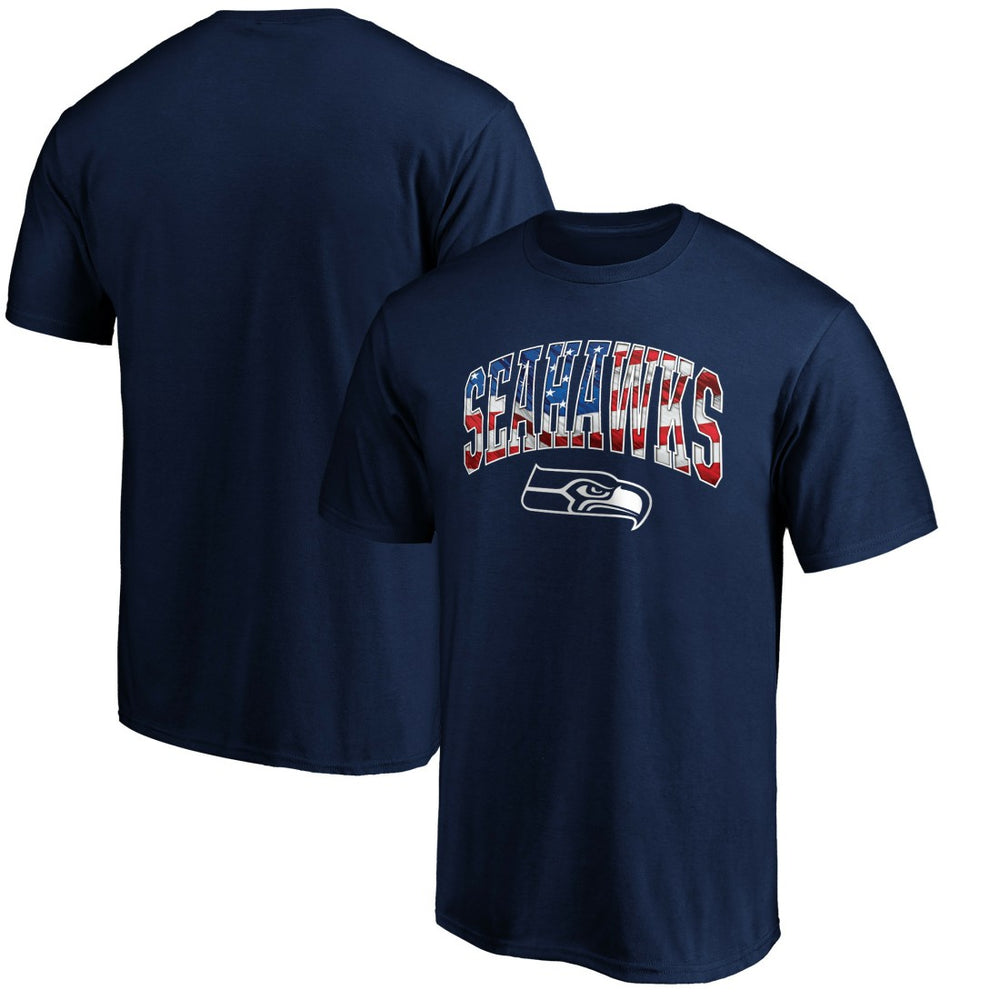 Seattle Seahawks Banner Wave Logo T-Shirt - College Navy sale